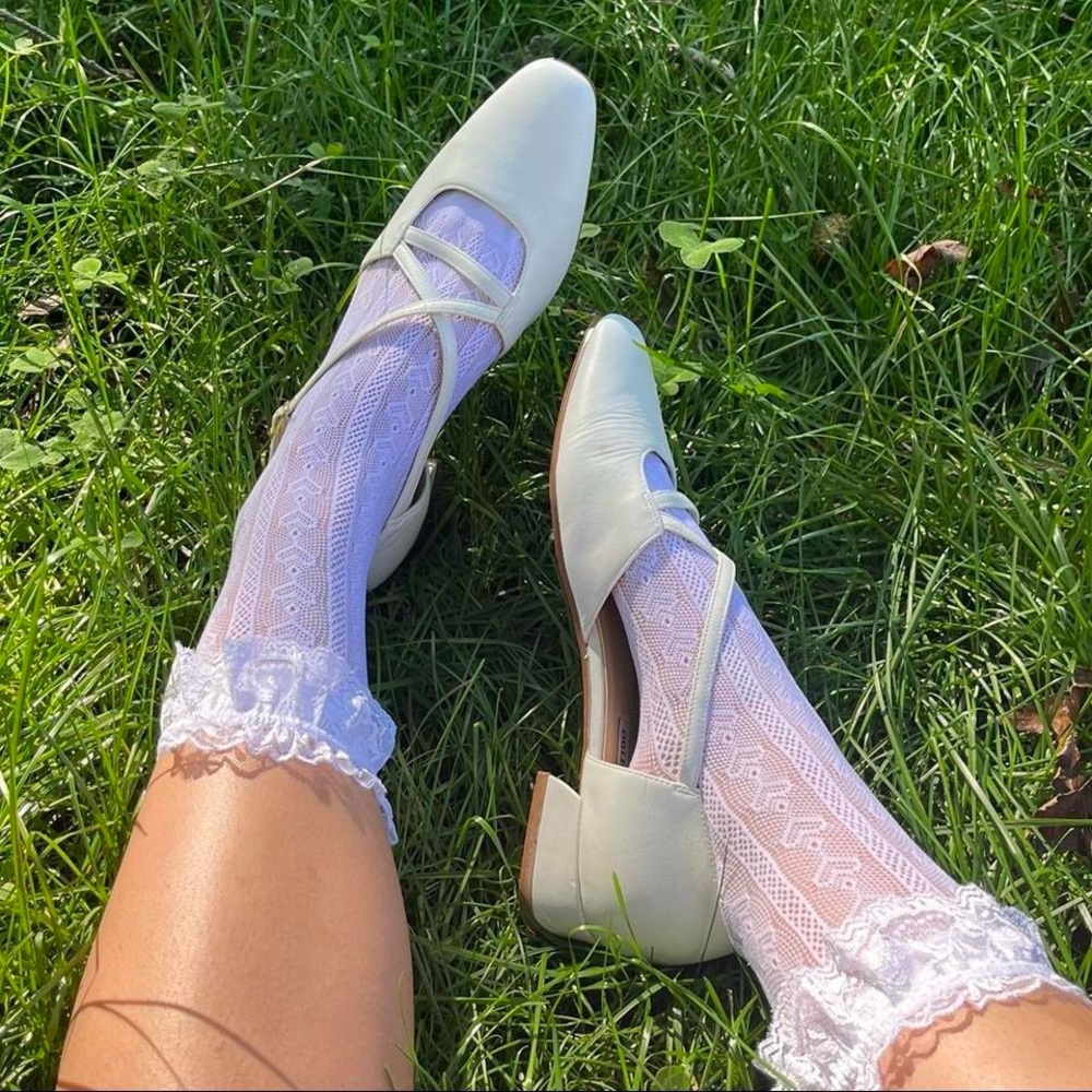 Chic White Mary Jane Flats